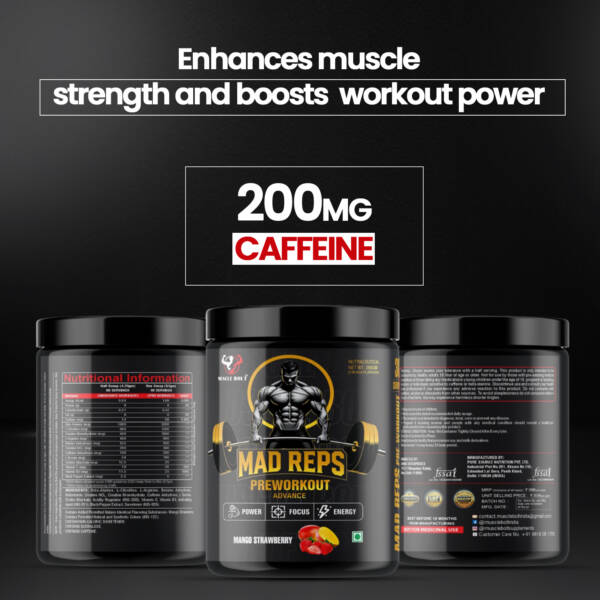 MUSCLEBOLT 255 Gram 60 Servings Pre Workout with Creatine Monohydrate, Arginine Beta-Alanine,(Mango Strawberry ) - Image 5