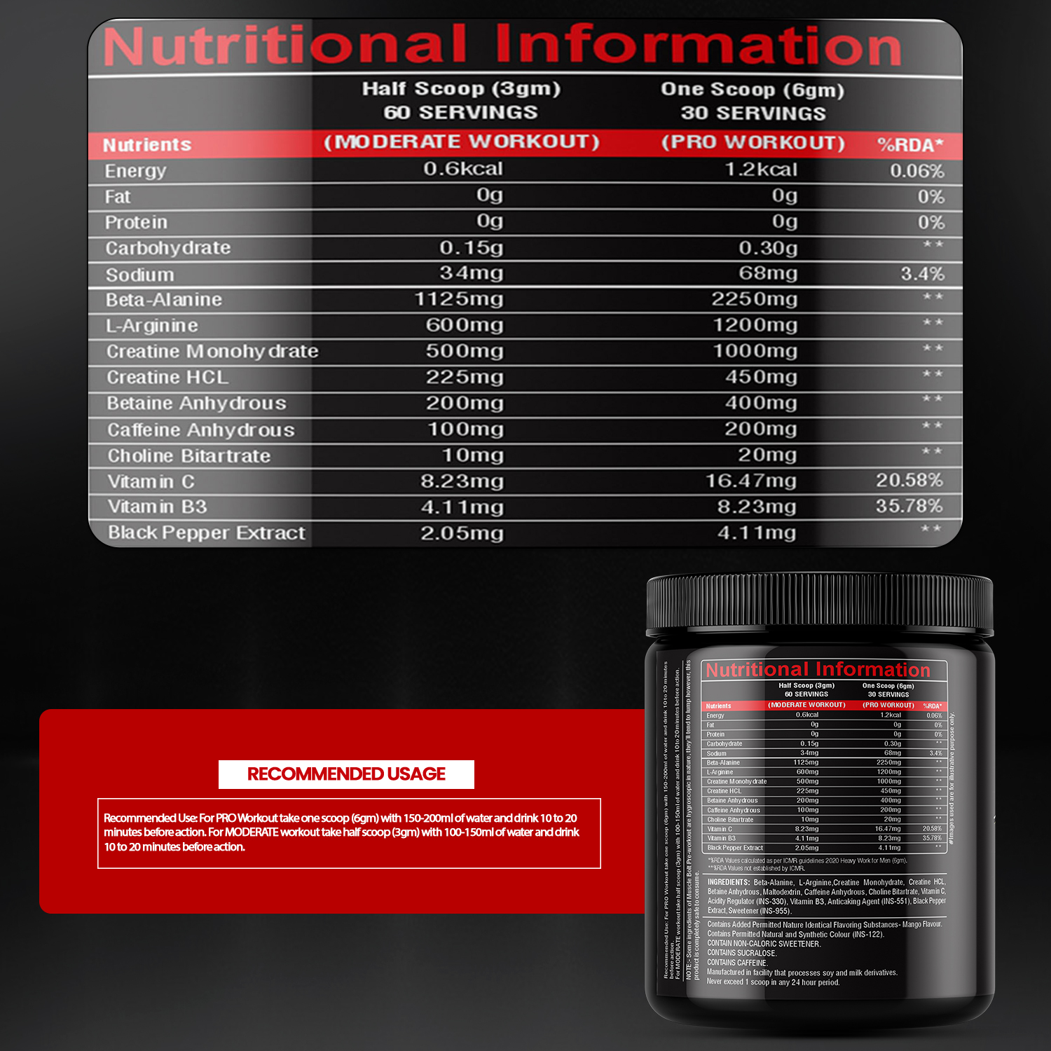 MUSCLEBOLT 180Gram 30Servings Beginner Pre Workout with Creatine Monohydrate, Arginine Beta-Alanine,(Mango Strawberry) - Image 6