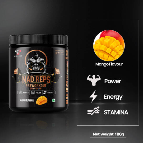 MUSCLEBOLT 180Gram 30Servings Beginner Pre Workout with Creatine Monohydrate, Arginine Beta-Alanine,(Mango) - Image 3