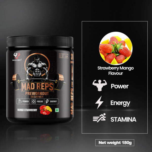 MUSCLEBOLT 180Gram 30Servings Beginner Pre Workout with Creatine Monohydrate, Arginine Beta-Alanine,(Mango Strawberry) - Image 2