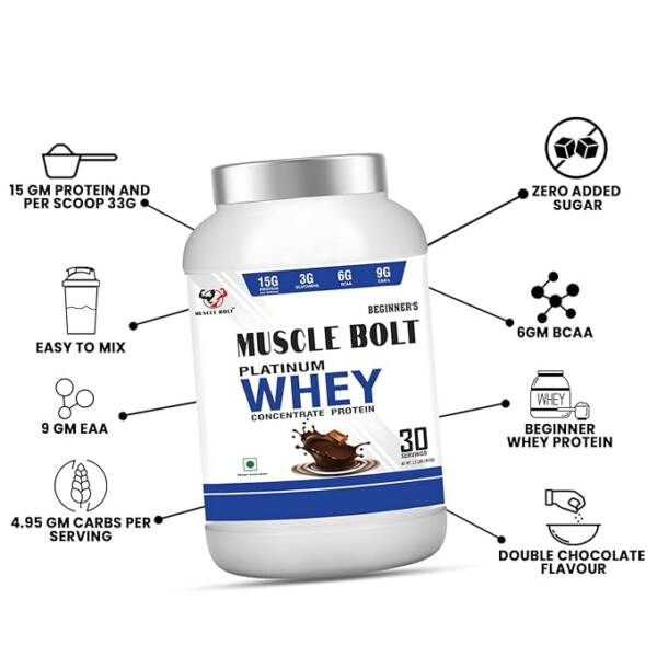 MUSCLEBOLT Platinum Whey Protein Light & Clean, Digestive Enzymes Easy to Digest Lab Tested Whey Protein  (1 kg, DOOUBLE CHOCOLATE) - Image 5