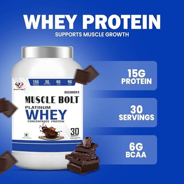 MUSCLEBOLT Platinum Whey Protein Light & Clean, Digestive Enzymes Easy to Digest Lab Tested Whey Protein  (1 kg, DOOUBLE CHOCOLATE) - Image 3