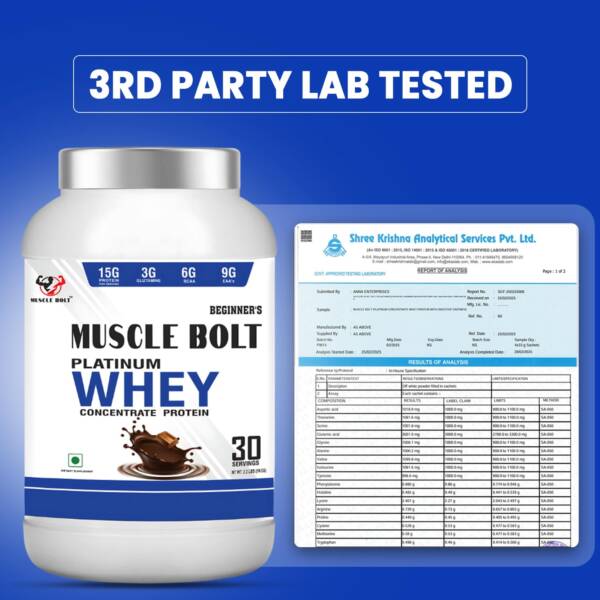 MUSCLEBOLT Platinum Whey Protein Light & Clean, Digestive Enzymes Easy to Digest Lab Tested Whey Protein  (1 kg, DOOUBLE CHOCOLATE) - Image 4